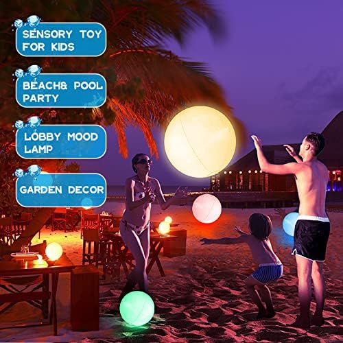 אירוקווסט גדול צף ומתנפח הוביל זוהר בחושך כדור חוף צעצוע עם אורות המשתנים צבע / נהדר למסיבות קיץ | מסיבות בריכה